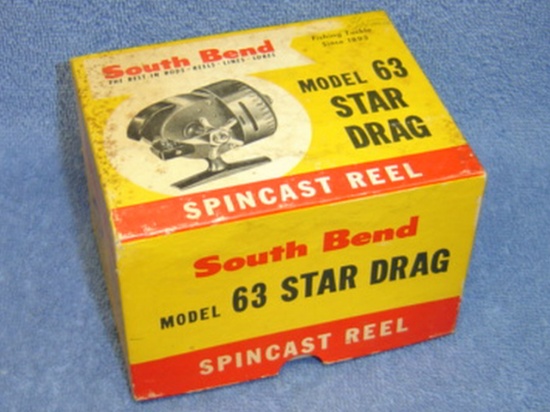 SOUTH BEND MODEL 63 STAR DRAG SPINCAST REEL BOX WITH MANUAL NO REEL