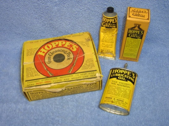 AWESOME HOPPES GUN CLEANING PACK W/METAL CAP 3 OZ OIL CAN & GUN GREASE TUBE