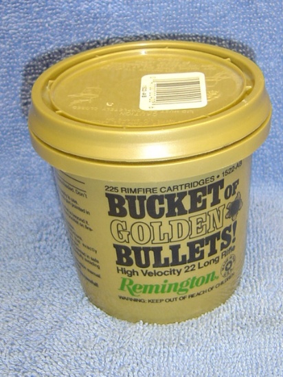 COLLECTIBLE REMINGTON 'BUCKET' OF 22LR GOLDEN BULLETS