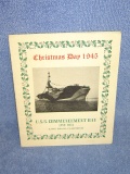 VINTAGE CHRISTMAS DAY 1945 USS COMMENCEMENT BAY CELEBRATION INVITE/POST CARD