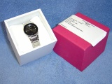 LADIES GENEVA SLV/BLK FACE WATCH RUNNING 'CCM'