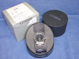 MENS CITIZEN SLV/BLK WATCH W/DATE RUNNING 'CCM'