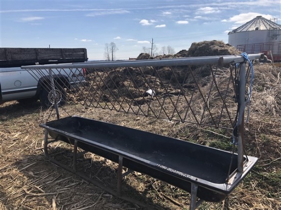 10ft Poly Cattle Feeder Trough W/Hay Rack