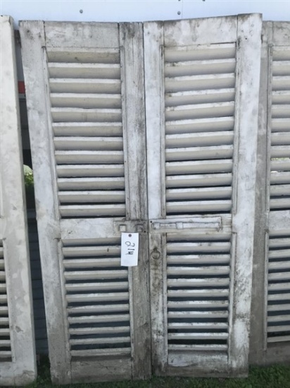 Pair of Shutters with Fixed Louvers
