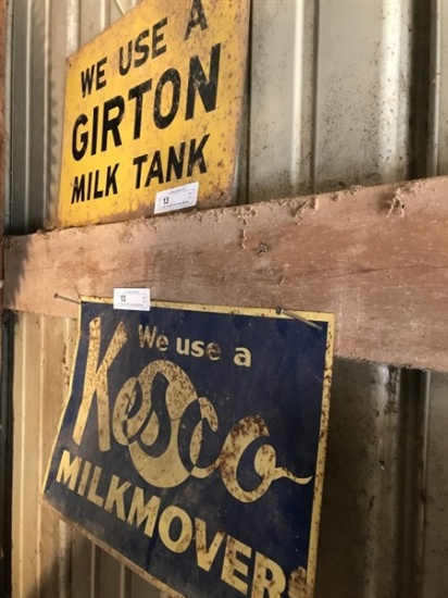 2 Tin Signs- Girton Milk Tank & Kesco Milkmover