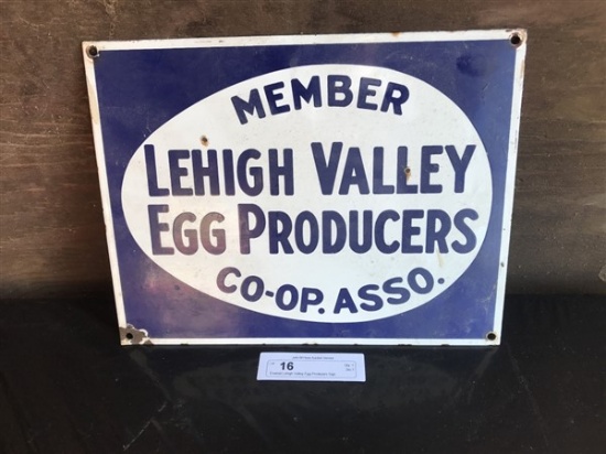 Enamel Lehigh Valley Egg Producers Sign