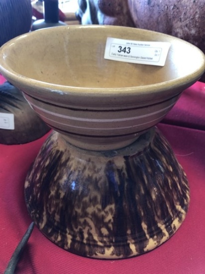 Early Yellow ware & Bennington Glazed Kitchen Bowl