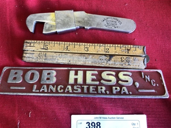 Unusual Miniature Adjustable Wrench, Folding Rule,