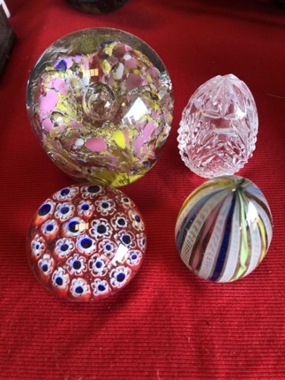 4 Art Glass Paperweights