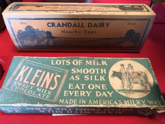 Vintage Klein's Candy Box & Crandall Dairy Egg