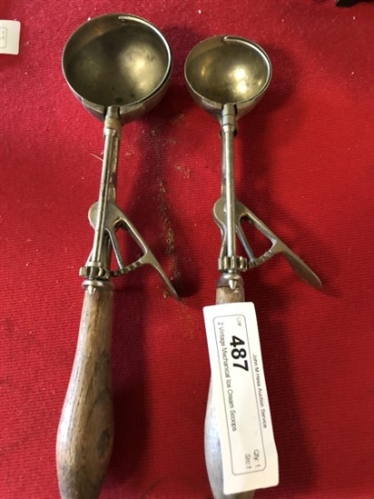 2 Vintage Mechanical Ice Cream Scoops