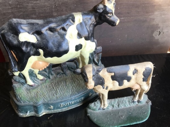 2 Contemporary Cast Iron Cow Door Stops