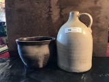 Stoneware Jug Crock and Unusual Crock