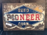 Pressed Tin Pioneer Seed Corn Sign