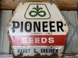 Hexagon Pioneer Seed Pressed Tin Sign