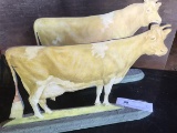 2 Vintage Wooden Dairy Cow and Bull Cut-Outs
