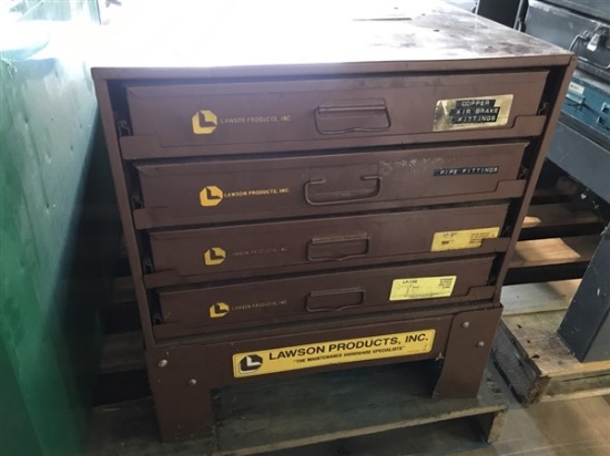 Brown 4 Drawer Hardware Bin