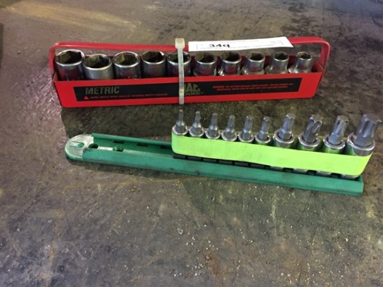 (10) Mac Metric Sockets and Misc. Torx Sockets