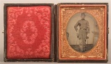 Cased 1/6th Daguerreotype of Armed Federal Officer