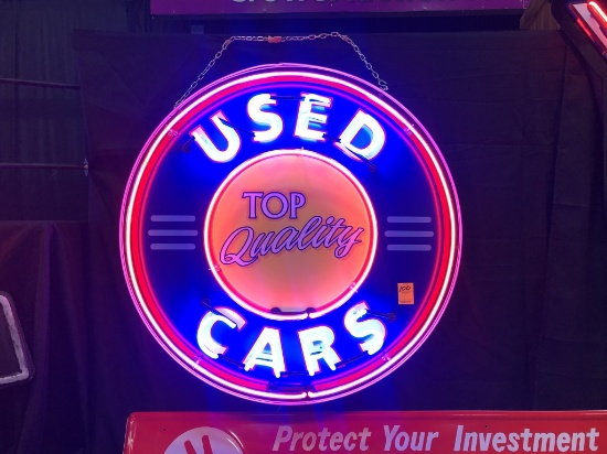 Neon Lighted Used Car Sign