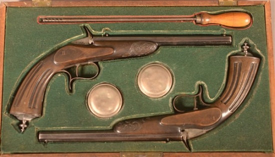 Joseph Courard Cased .22 Dueling Salon Pistols