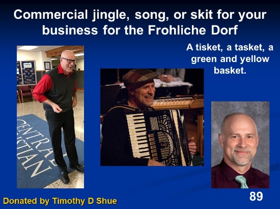 Commercial jingle, song, or skit for your business at the Frohliche Dorf show