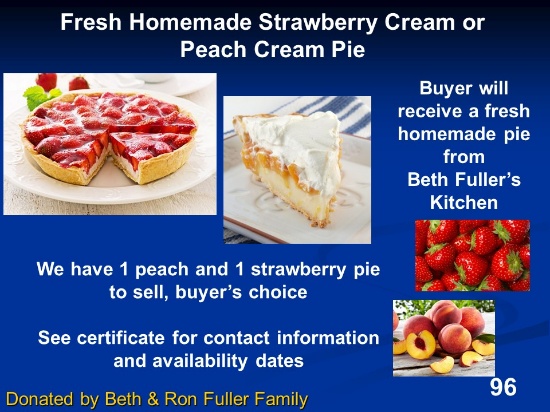 One Fresh Strawberry OR Peach Cream Pie by Beth Fuller (choice of 2)