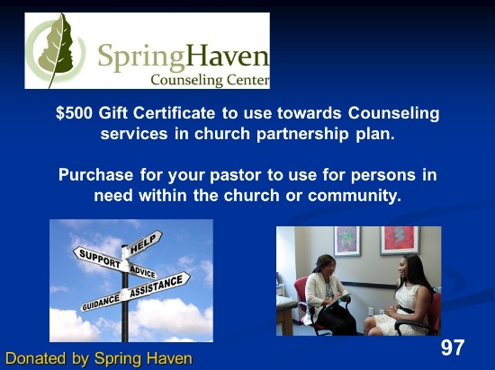 $500 gift certificate towards counseling services in church partnership plan - use before 12/31/2020