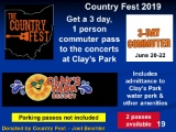 3 day commuter pass to Country Feast for one person (choice of 2)
