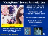 Sewing party for up to 5 people with Jen Kindbom at CCS in room 510.