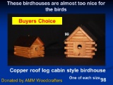 Small Log Cabin Birdhouse w/copper roof