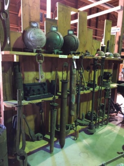 Vintage Oil Field Tool Display on Wall