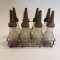 (8) Gass Oil Bottles w/ Sprouts & Carrier
