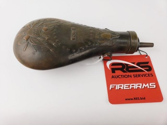 U.S. Civil War period brass gun powder flask