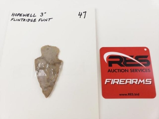 Hopewell point, 3" Flint Ridge flint