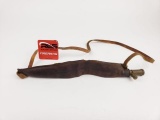 Leather gun powder horn and shoulder strap