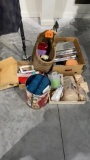 5 boxes-misc, yarn, candles, basket, coffee maker
