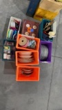 8 boxes, plates, cheese tray, misc