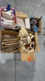 4 boxes- patterns, stoneware, trays, leads