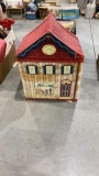 Wicker toy box, games, crayons