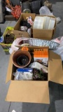 5 boxes misc, planters, Tupperware, chains