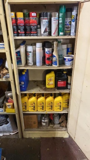 Cabinet of Motor Oil/Spray Paint