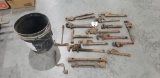 Bucket of Pipe Wrenches & Other Tools
