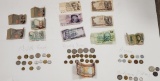 Assortment of foreign bills and coins