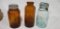 (2) Amber CoCoa Jars & (1) Telephone Top Jar