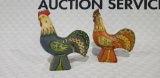Wooden Hen & Rooster Folk Art Figures