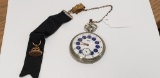 Elroy Pocket Watch in Case w/ Chain & Ribbon Fob