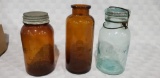 (2) Amber CoCoa Jars & (1) Telephone Top Jar