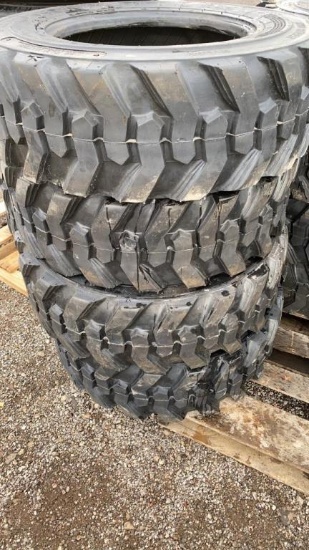 "ABSOLUTE" (4) New 10-16.5 Skid Steer Tires