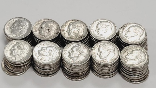 Roosevelt Silver Dimes (100)